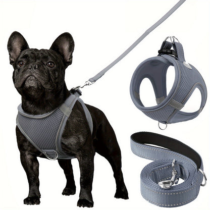 [Soft Padded Dog Harness] Reflective Soft Padded Joytale Step in Dog Harness and Leash Set | Breathable Mesh Vest for Small and Medium Dogs