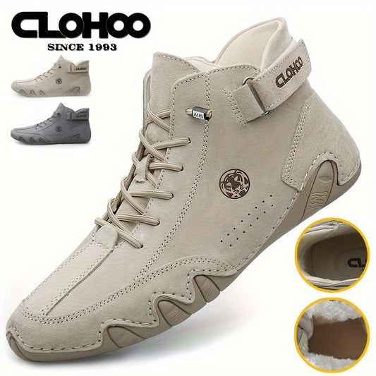 CLOHOO Brand Men'S Pig Short Boots with And Elastic Closure - Preppy Style, Round Toe, Solid Color, England Scene, Spring, Fall, Winter, Summer