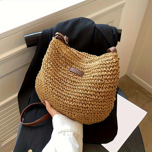 [Summer Rattan Bag] Handmade Rattan Crossbody Bags | Women Saddle Straw Woven Shoulder Bag Small Handbags