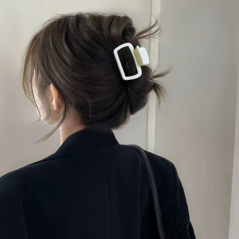4pcs Matte Square Hair Claws - Minimalist Rectangular Hair Clips for Updos, Half-Up Styles & Everyday Casual Wear, Durable Non-Slip Hair Accessories for Women & s, Hairstyle Support Tools, Sturdy Grip Clips