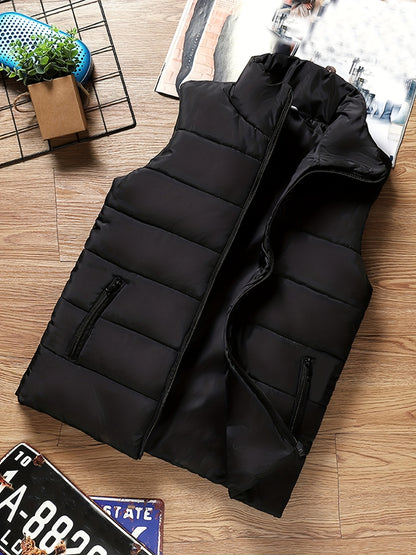 Lightweight Men's Winter Vest, Sleeveless Quilted Gilet Jacket with Warm Zip Up Padding