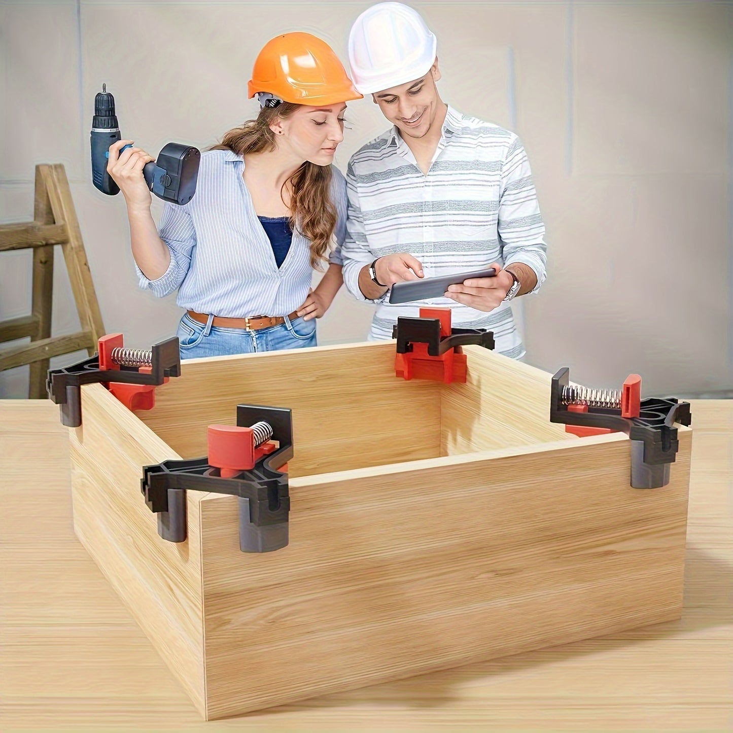 4pcs Adjustable 90-Degree Angle Clamps, Durable, Reusable Woodworking Tools, for Perfect Right Angles and T-Joint, with No Electricity Needed, Plastic Material