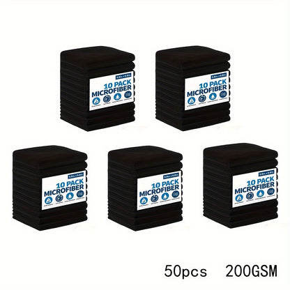 [Super Soft Quick-Drying] Pack of 5/10/20/50/100 Black Car Cleaning Cloths, Super Soft Quick-Drying Absorbent Scouring Pad Set