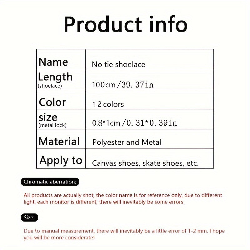 Elastic Shoe Laces, No Tie Tieless Flat Expand Shoestrings, for Adult Sneakers