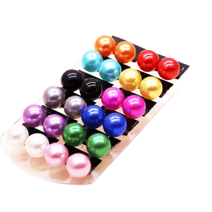 [Elegant Pearl Earrings] 12 Pairs Colorful Faux Pearl Elegant Stud Earrings | Resin Jewelry Minimalist Style Trendy Female Gift Daily Casual