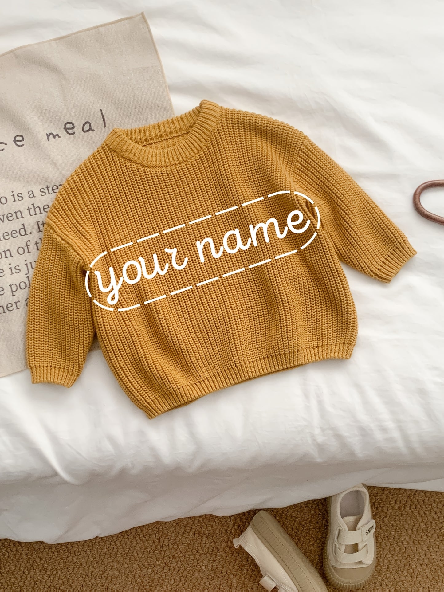 Girls' Casual Sweater with Personalized Name on Chest Area, Customizable, Perfect for Holiday Gifts