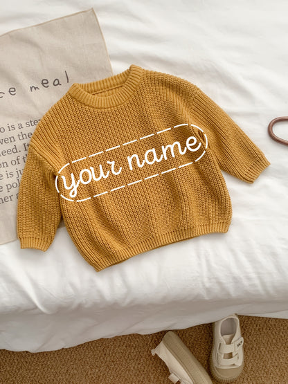 Girls' Casual Sweater with Personalized Name on Chest Area, Customizable, Perfect for Holiday Gifts