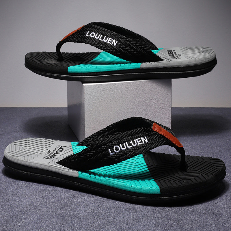 Men's Trendy 2023 New Color Block Flip Flops Quick Drying Slides Slippers For Indoor Outdoor Shower Beach Pool