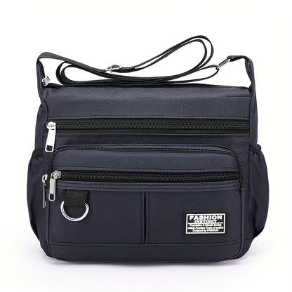 Large Capacity Nylon Crossbody Bag for Men - Adjustable Strap, Multi-Layer, Casual Gray Shoulder Bag with Sequin Detail - Ideal for Daily Commute & Travel, Travel Bag