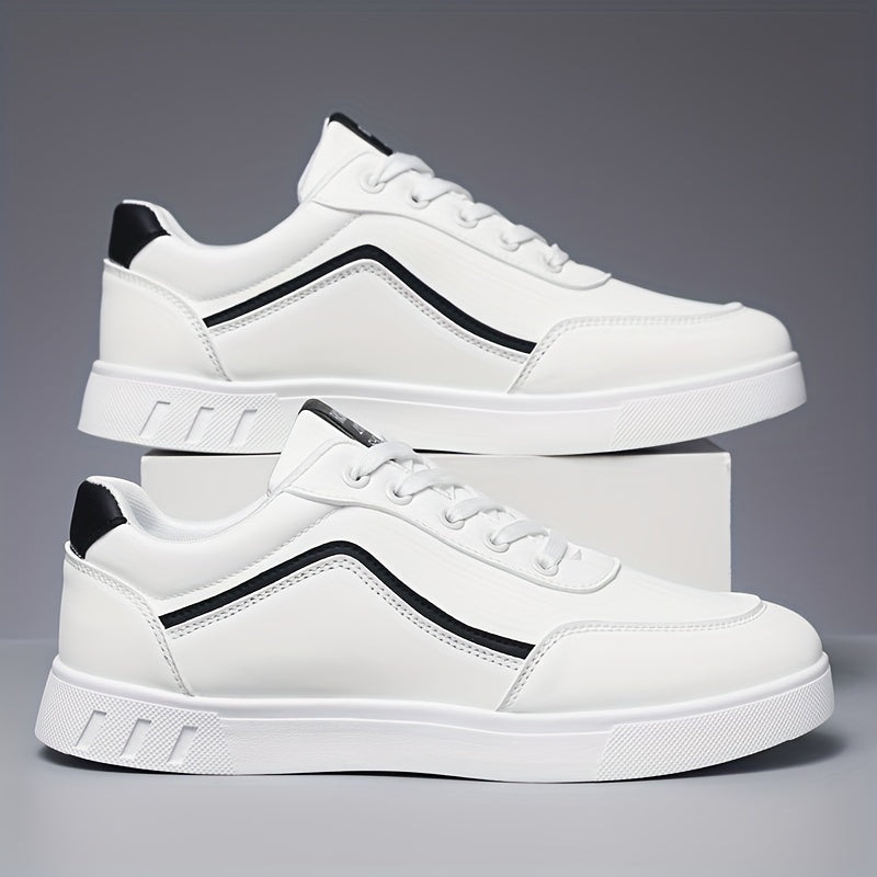 Men'S Casual and Sports Striped Sneakers, All-Season, Spring/Summer, Low Top, Lace Closure, Universal, Round Toe, Dry Clean