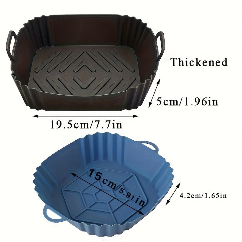 Air Fryer Baking Pan, Reusable Non-Stick Silicone Basket & Square Tray, Compatible for All Air Fryers Toaster Ovens, Easy-Clean Durable Silicone Pan Liner, for Healthy Roasting Broiling Warming, 1pc