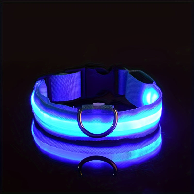 [LED Dog Collar] Battery LED nylon pet dog collar Dog light fluorescent collar pet supplies twinkle and glow at night