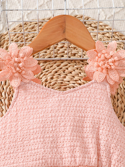 Floral-Decorated Suspender Dress, Hollow Fabric Spliced with Comfortable Checks, Casual And Elegant, Suitable for Summer Dresses for Going Out