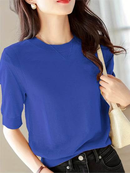 Pullover Short Sleeve Ice Fiber Fabric Soft Comfortable Versatile Simple