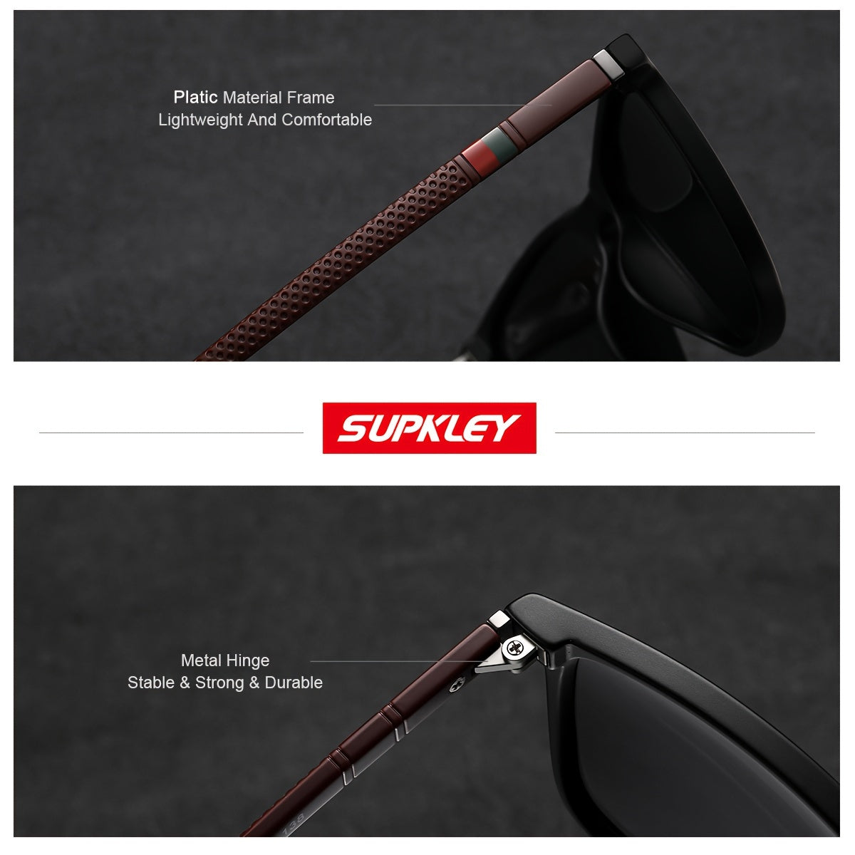 SUPKLEY Men'S Sports Sunglasses with Polarization, Lightweight Square Design, Comfortable Fit, Eyewear Accessory Comes with Original Packaging
