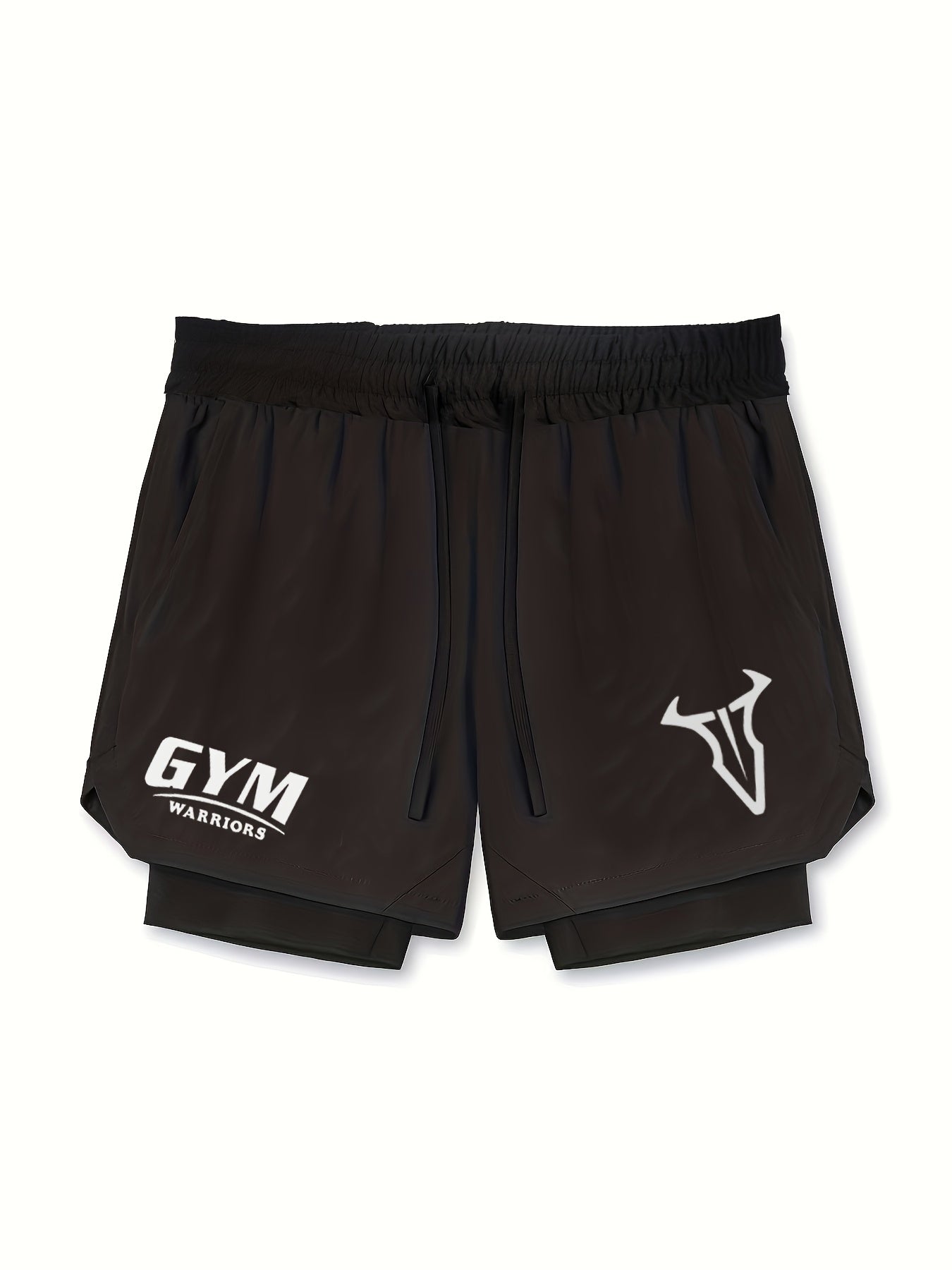 2-in-1 Double Layer Shorts With Inner Pocket, Men's Quick Dry Sports Shorts For Summer Gym Workout Training