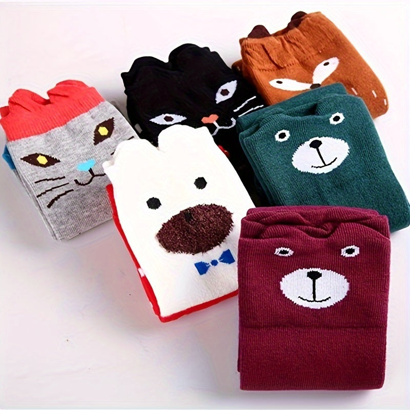 A Pair of Cute Cartoon High Socks for Girls, Perfect for Autumn And Winter, Warm, Breathable, And Adorable