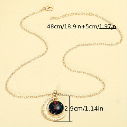 1pc Retro Glow-In-The-Dark Zodiac Moon Pendant Necklace - Vintage Style, Zinc Alloy with Accents, Adjustable Chain for Women - Ideal for Daily Wear & Gifting, Zodiac Jewelry, Gift Jewelry, Vintage Jewelry, Durable Jewelry