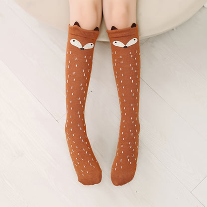 A Pair of Cute Cartoon High Socks for Girls, Perfect for Autumn And Winter, Warm, Breathable, And Adorable