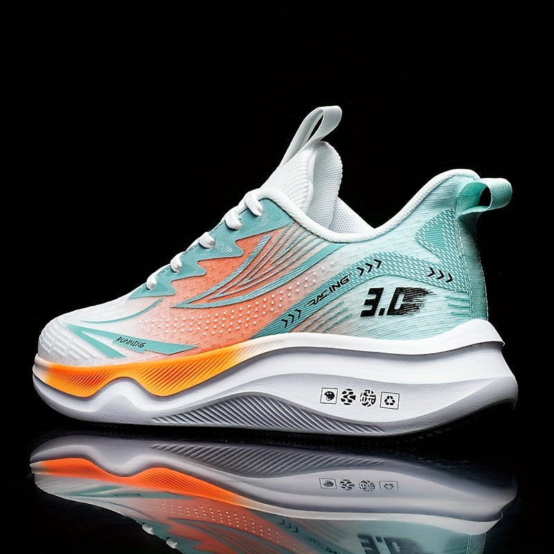 Men's Breathable Mesh Running Shoes - Casual Athletic Sneakers with Striped Design, Lace-Up, Perfect for Spring/Summer/Fall