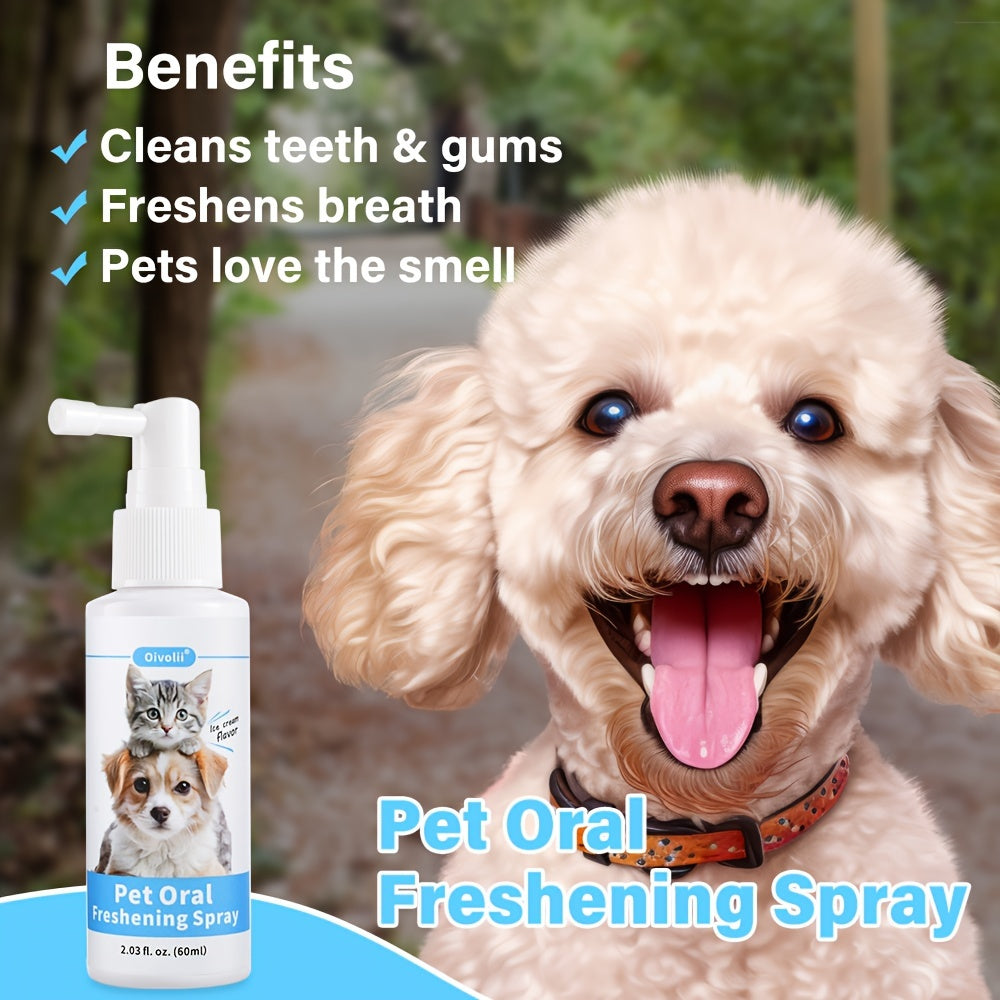 Pet 2-in-1 Oral Spray, Cleans Teeth and Freshens Breath for Pets, Removes Bad Breath and Tartar Control, Gentle Formula Safe for Cats and Dogs