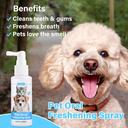 Pet 2-in-1 Oral Spray, Cleans Teeth and Freshens Breath for Pets, Removes Bad Breath and Tartar Control, Gentle Formula Safe for Cats and Dogs