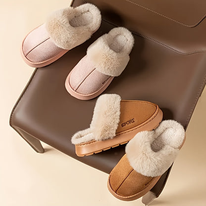 Women'S Comfortable Plush-Lined Slippers | Winter Indoor/Outdoor Warm Slip-On Shoes with EVA Sole, Casual Style, Perfect Gift for Couples, Women Shoes