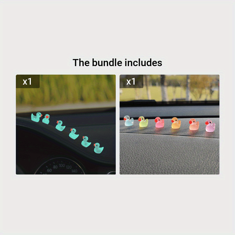 6pcs Glow-in-the-Dark Little Duck Fluorescent Duck Cute Car Interior Decoration Center Console Decor