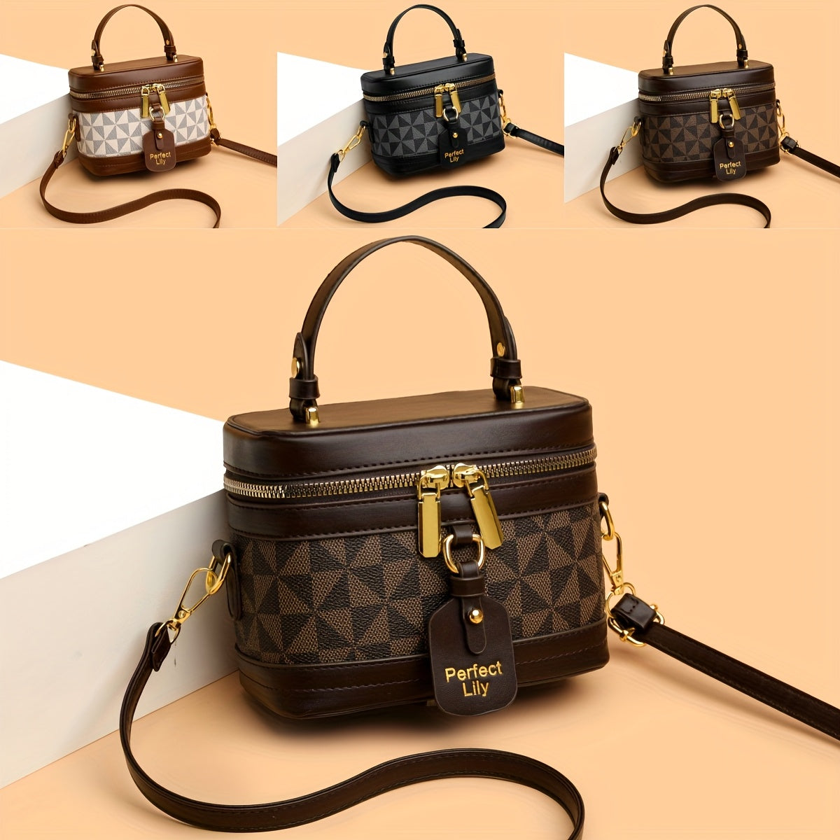 Fashion Geometric Print Women'S Crossbody Bag |, Removable Strap, Zipper Closure, Ideal for Daily Use and Travel Essentials Storage