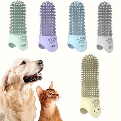 A 360° Pet Finger Toothbrush, Silicone Finger Toothbrush for Dogs, Dental Care Toothbrush for Cats And Dogs, Dog Brushing Kit, Without Battery