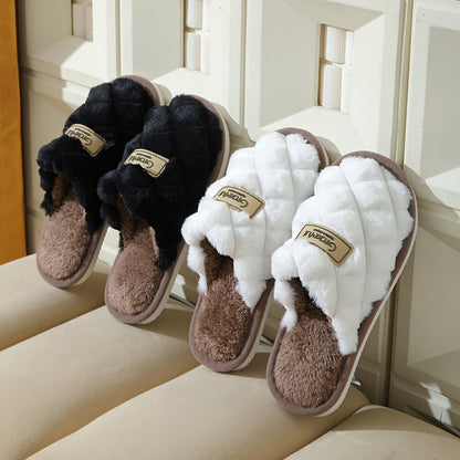 Women'S Winter Plush Slippers with Thick Lining, Couple'S Home Fuzzy Slip-On Shoes, Suitable for Both Men And Women., Women Shoes