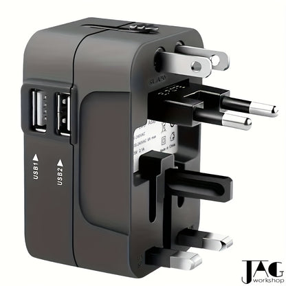 [1pc Universal Travel Adapter] 1pc Universal Travel Adapter | US/EU/UK/AU Plug, Worldwide All In One Design, Compliance Certification | For iPhone, Samsung, Xiaomi, Android, Ipad, Car, etc | Cover More Than 150 Countries, Perfect Holiday Gift