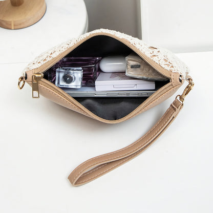 Elegant Lace Crossbody Bag, Intricate White Lace Patterns with Simple Nude Strap, Feminine Charm, Perfect for Spring and Summer, Complements Dresses or Casual Outfits, Not Washable