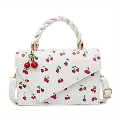 Women'Single-Shoulder Bag, 2025 New Fashion Cherry Print Handbag/Tote Bag, Fresh, Cute, and Sweet Single-Shoulder Crossbody Bag, Chic Style Design with Cherry Charm, Multiple Colors Available, Halloween Bestselling Women'Bag