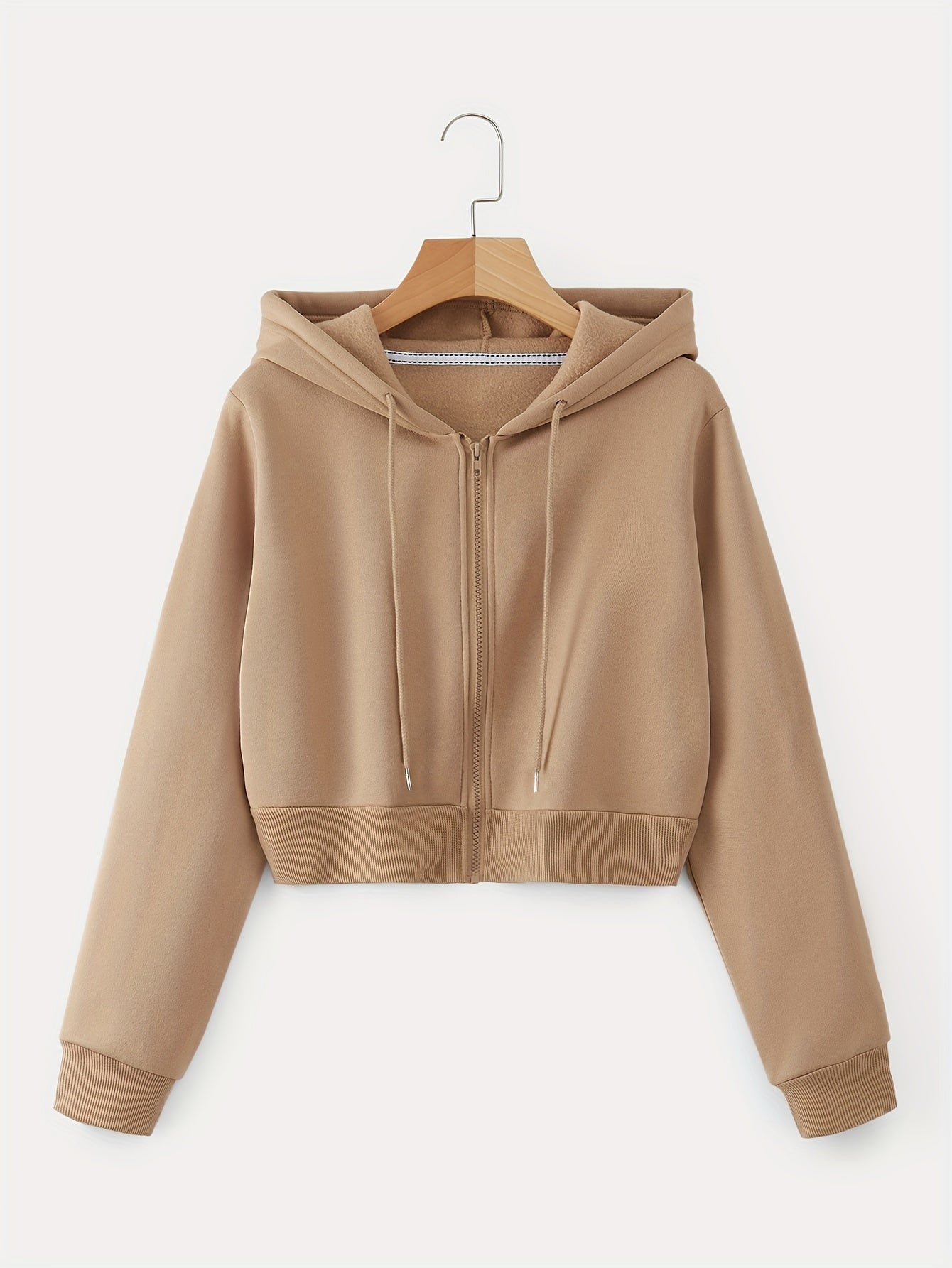 Women'S Casual Zip-Up Hoodie - Long Sleeves, Solid Color Design, Featuring Front Pockets, Made in a Regular Fit. A Stylish Choice for Autumn And Winter. Casual Wear | Hooded Sweatshirt | Zip Closure, Hoodie