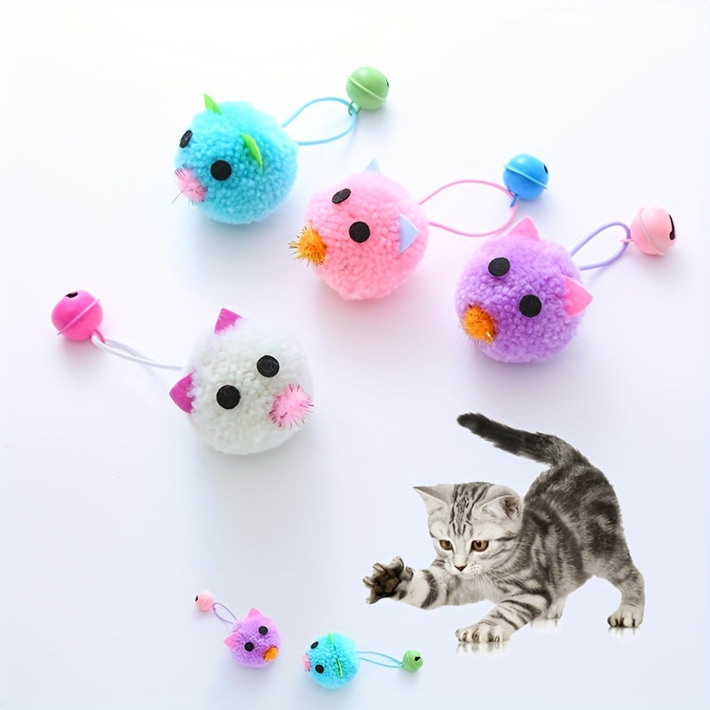 [Macaron Color Matching Cute Mouse] Pet Cat Toy Cute Mouse Shape Macaron Color Matching with Bell Sound Interactive Play Pet Supplies