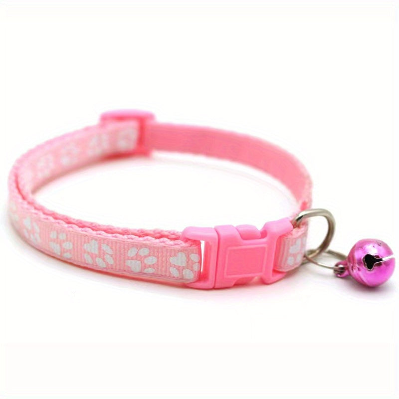Pet Sticker Cloth Collar Dog Cat Collar Single Footprint Paw Print Bell Collar Cat Buckle Collar Burst Money Ring