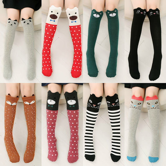 A Pair of Cute Cartoon High Socks for Girls, Perfect for Autumn And Winter, Warm, Breathable, And Adorable
