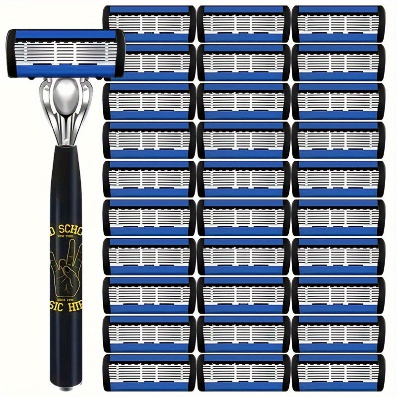Men's Beard Shaver, 6-layers Blades Razors, Non Slip Handle, Replacement Blades, Men's Shaving Tools