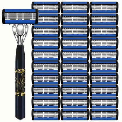 Men's Beard Shaver, 6-layers Blades Razors, Non Slip Handle, Replacement Blades, Men's Shaving Tools