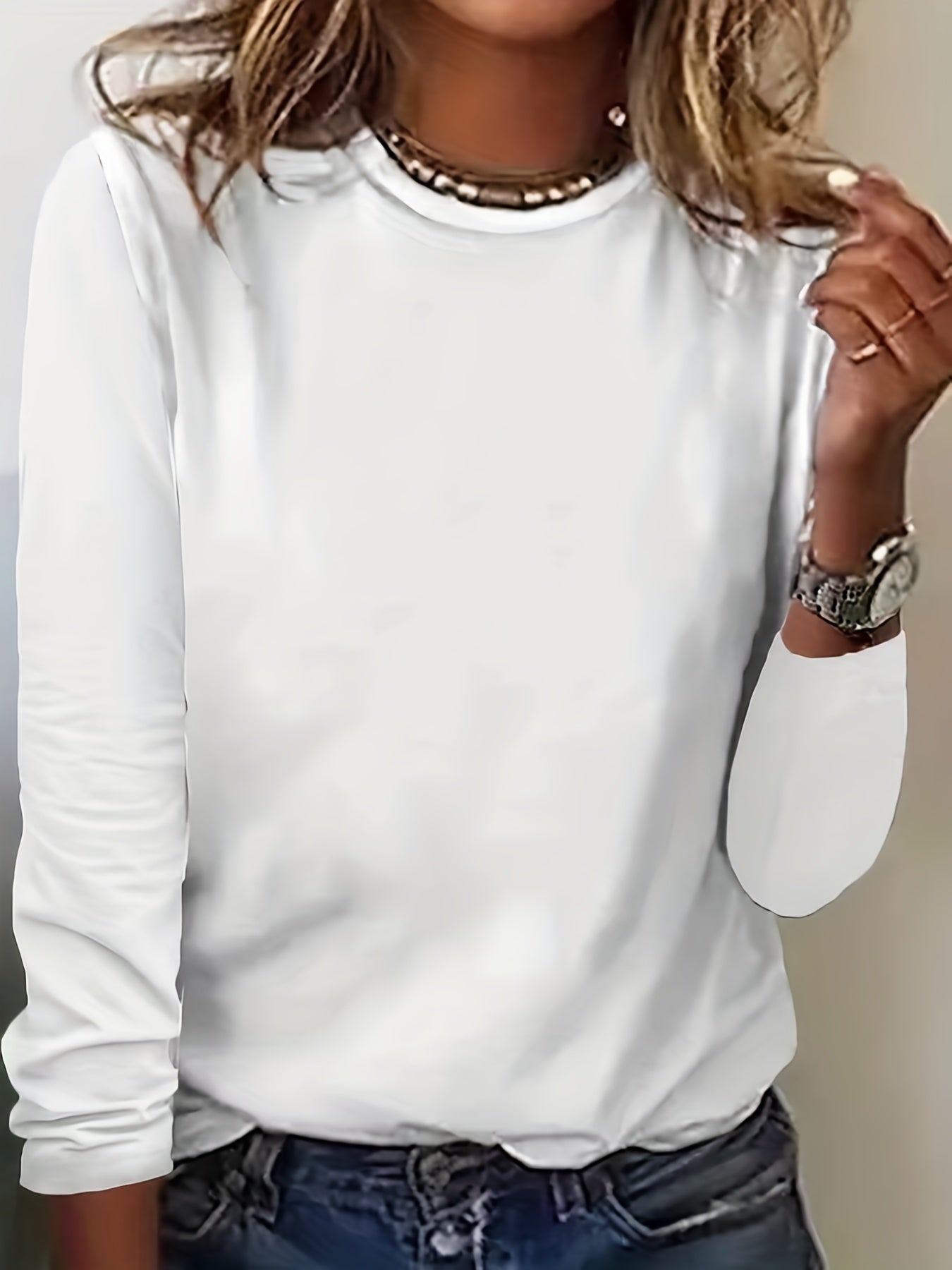 Women'S Olive Green Long Sleeve T-Shirt - Soft Everyday Top, Machine Washable Round Neck Blouse for Spring/Fall Casual Outfits, Home & Office Wear - Minimalist Everyday Essential, Transitional Clothing, Versatile Fashion, Comfortable Fit, Fall Wardrobe, S