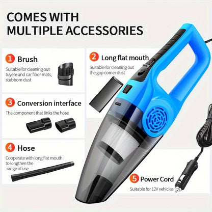 Car Vacuum Cleaner, Handheld Mini 12V Vehicle Vacuum with High Power Suction and Large Capacity, for Cleaning Car Grooves, Crevices, and Pet Hair (Cat/Dog Hair)