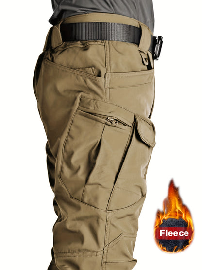 [Thermal Tactical Pants] Men's Heavy-Duty Thermal Tactical Pants with Multi-Pocket Design - Winter Warmth, Solid Color Pants for Outdoor, & Cold Weather - Hand Washable (No Belt Required) - Compatible with Tactical Gear & Everyday Use