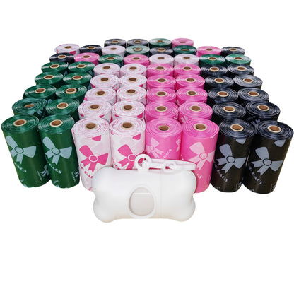 150 Bags/10 Rolls Extra Thick Dog Waste Poop Bag with Dispenser and Holder, Leak-Proof Durable Large Capacity Pet Cleanup Pouches in Beautiful Color Patterns, Convenient for Outdoor Use – Ideal Holiday or Birthday Gift