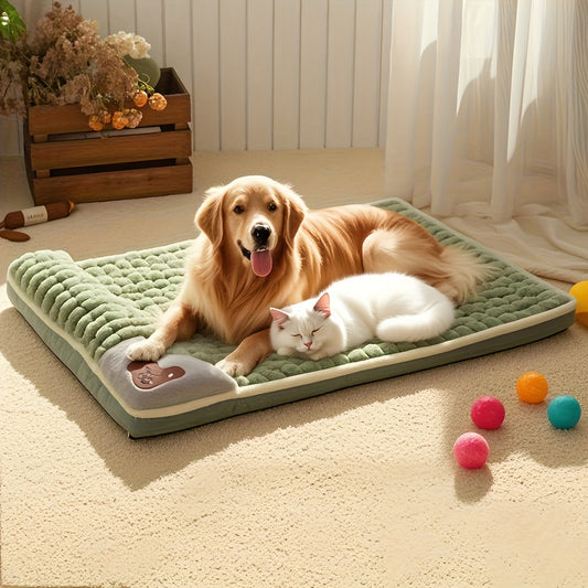 Comfortable Thickened Dog Cat Bed Pad, Anti Slip Pet Bed Mat, Pet Bed Mat with Thickened Pillow, Machine Washable Dog Mat Bed, Skin-Friendly Pets Crate Mattress Mat Suitable for Dogs Cats Home Travel and Outdoor, Cat Step Milk Pad, 5 Sizes Suitable