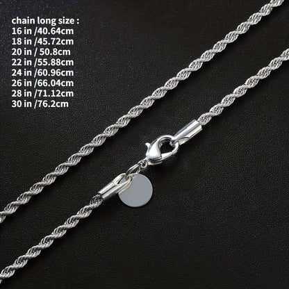 A Stunning Silvery Twisted Rope Chain Necklace - Perfect for Women'S Jewelry, Suitable for Women And Girls, Ideal for Valentine'S Day Gifts, And Great for Weddings And Parties ( Necklace) 16"-30"