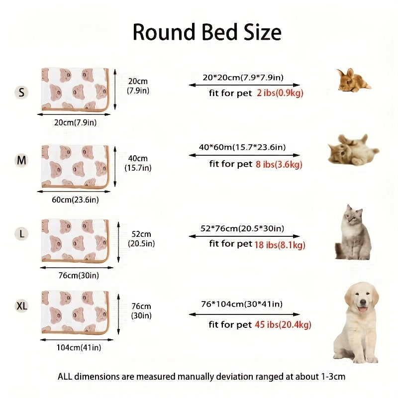 Comfortable And Breathable Cute Cartoon Pattern Dog Bed Blanket Washable Pet Blanket Cat And Dog Nest Mat
