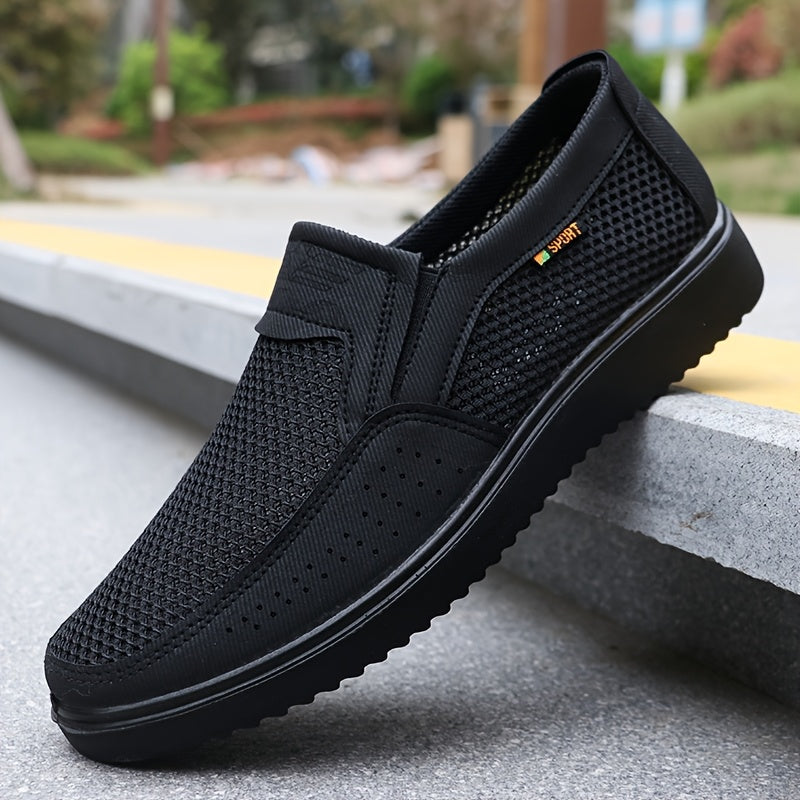 Men'S Breathable Athletic Sneakers - Lightweight Non-Slip Running Shoes with MD Sole, Low-Top Design for Walking, Training & Casual Wear - Black & Gray, Lace-Up Closure, Fabric Upper & Insole, Comfortable Fabric Lining, Athletic Footwear, Sleek Sporty Loo