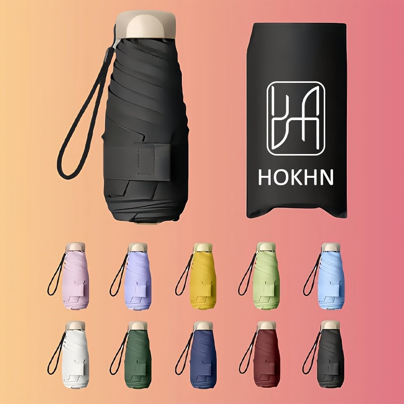 Compact 6-Rib Folding Umbrella - Features a Lightweight And Durable Handle And Frame, Manual Open/Close, Stylish And Portable, Suitable for Sun And Rain, Available in Pink, Blue, White, And Gray, a Lovely Umbrella