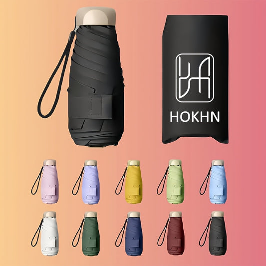 Compact 6-Rib Folding Umbrella - Features a Lightweight And Durable Handle And Frame, Manual Open/Close, Stylish And Portable, Suitable for Sun And Rain, Available in Pink, Blue, White, And Gray, a Lovely Umbrella